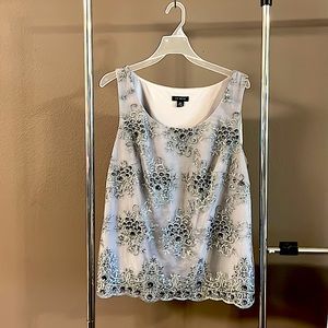 Beautiful sheer sequined gray blouse and jacket. . 16W No stains-like new.